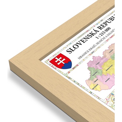 Excart Maps Slovensko - nástěnná automapa 135 x 90 cm Varianta: mapa v dřevěném rámu, Provedení: Pegi přírodní