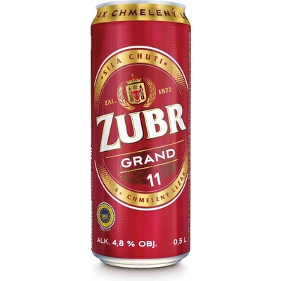 Zubr Grand 4 x chmelené 11° 4,8% 0,5 l (plech)