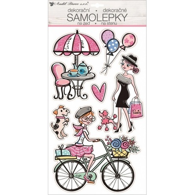 Anděl Samolepka na zeď - plastická s glitry - Francouzský šarm - 47 x 24 cm - 15118