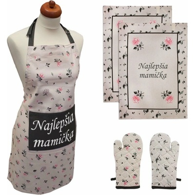 Home Elements Set Nejlepšia mamička zástera chňapka s magnetom dve utierky