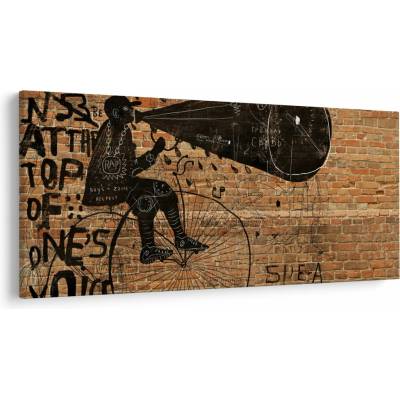 Obraz - Muž na bicykli v Banksyho štýle, jednodielne 200x100 cm