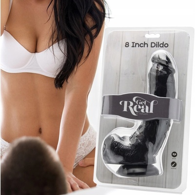 ToyJoy Get Real 7 Inch čierne dildo s prísavkou a semenníkmi 20 x 4,5 cm