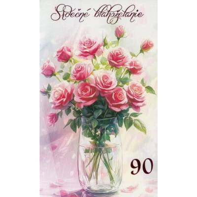 Pozdrav: Srdečné blahoželanie 90 - s textom (10-1052)