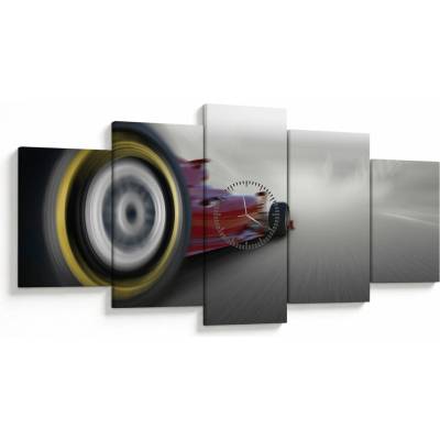 Obraz - Formula (s hodinami), päťdielne 150x80 cm s hodinami