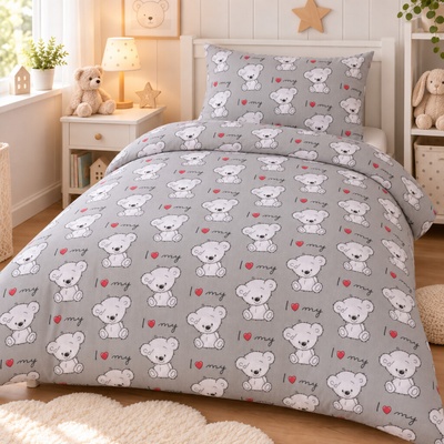 TiaHome obliečky Medvedíky biele 130x90 cm 65x45 cm