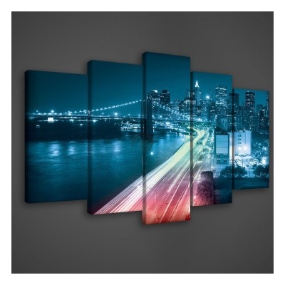 Obraz na plátne viacdielny - OB3407 - New York tyrkysový 100cm x 60cm - S17