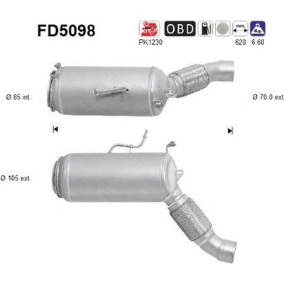 Filter sadzí pevných častíc výfukového systému AS FD5098