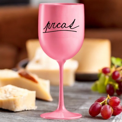 Ahome Sklenice na víno plastová Prcat růžová 420 ml