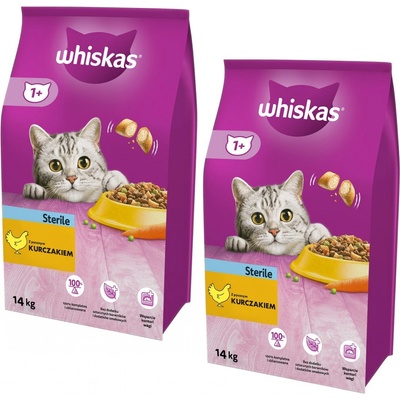 Whiskas Sterile Suché Krmivo pro dospělé kočky s kuřecím masem 2 x 1,4 kg – Hledejceny.cz