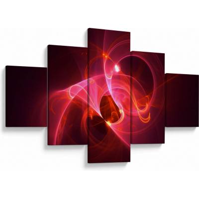 Moderní obraz růžové abstrakce, pětidílný 125x70 cm