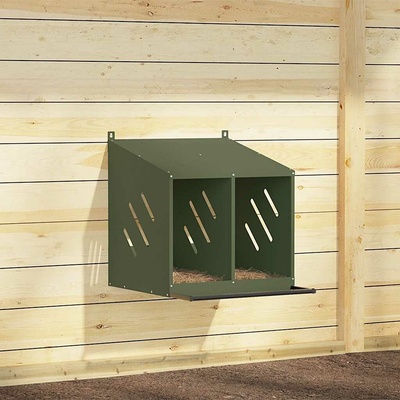 vidaXL Hnízdní box pro slepice 2 hnízda olivově zelený kov 9799.864347