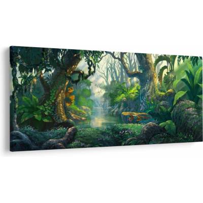 Obraz - Ilustrácia tropického lesa, jednodielne 200x100 cm
