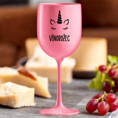 Ahome Sklenice na víno plastová Vínorožec růžová 420 ml