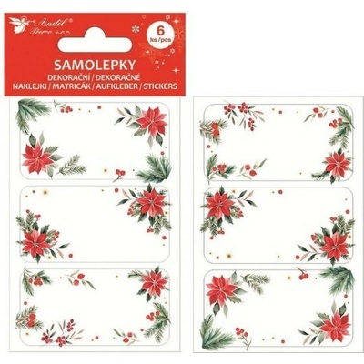 Anděl Samolepící jmenovky na dárky - Poinsettie - 8 x 12 cm- 10735 – Hledejceny.cz