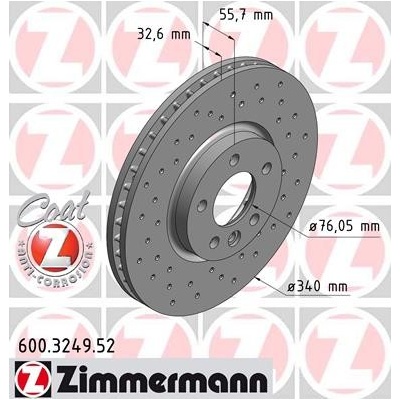 ZIMMERMANN Brzdový kotúč 600324952