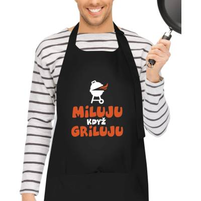 Kariban HobbyTriko Grilovací zástěra Miluju když griluju Černá