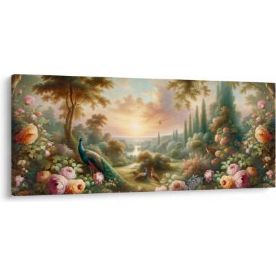Obraz - Pávi v zahradě, jednodílný 120x50 cm