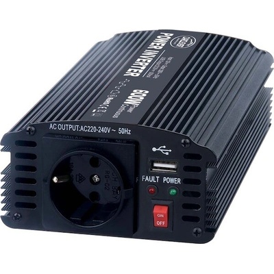 Měnič napětí z 12, 230V + USB, 600W, 35612