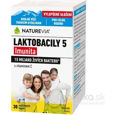 Swiss NatureVia LAKTOBACILY "5" Imunita s vitamínom C 30 kapsúl