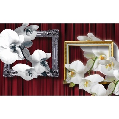Preinterier FT2986 Fototapeta na stenu Biele kvety v rámoch vlies 104cm x 70cm