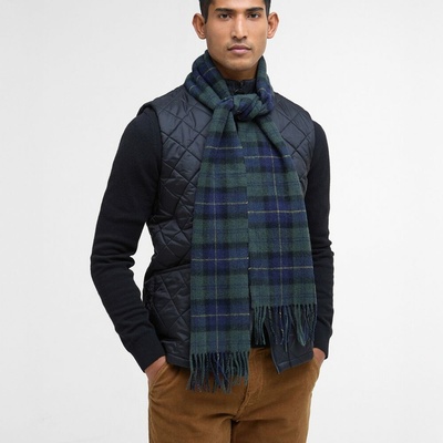 Klasická tartanová z jehněčí vlny Barbour Tartan Lambswool Scarf Olive Night