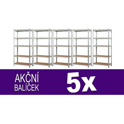 Bazarovéregály.cz 5x Regál 180 x 90 x 40 cm 5 polic zinek stříbrná – Hledejceny.cz