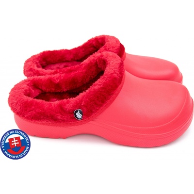 FLAMEshoes dámské zateplené clogsy B-2002 červené