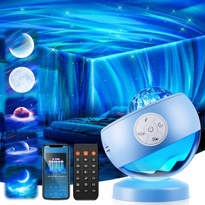 One Fire Projektor hviezdnej oblohy, galaxie a polárnej žiary s Bluetooth a bielym šumom
