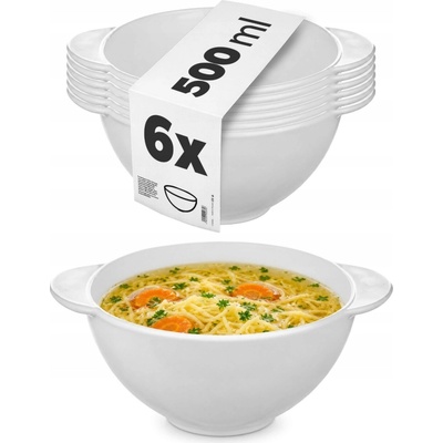 Kadax Polévková miska skleněná bílá 500 ml 6 ks