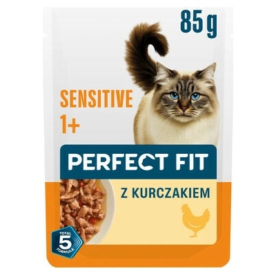 PERFECT FIT Sensitive 1+ s kuracím mäsom mokrá strava pre dospelé mačky s potravinovou citlivosťou 85 g