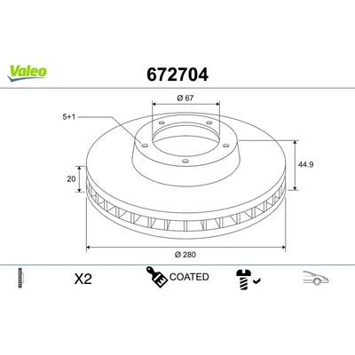 Brzdový kotúč VALEO 672704