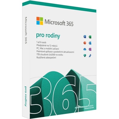 Microsoft 365 pro rodiny 1 rok CZ krabicová verze 6GQ-01550 nová licence – Hledejceny.cz