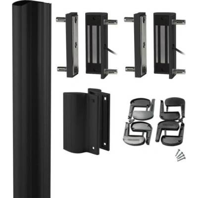 LOCINOX N LINE MAG KIT 3000 C - sada prídržných elektromagnetov, dorazové lišty a madlá, pre krídlové bránky, čierna
