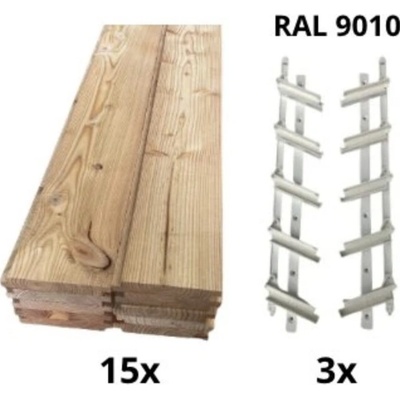 Samkit SET white - 1300*1500mm (15ks modřínových desek a 3x samkit)