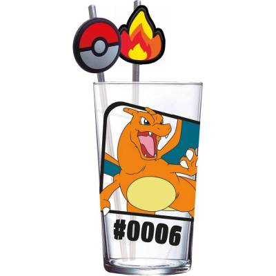 Stor Sklenice s brčky Pokémon Charizard 480 ml