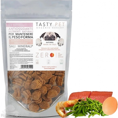 TASTY PET adult puppy Přírodní SUŠENKY lososem a krevetami 80 g