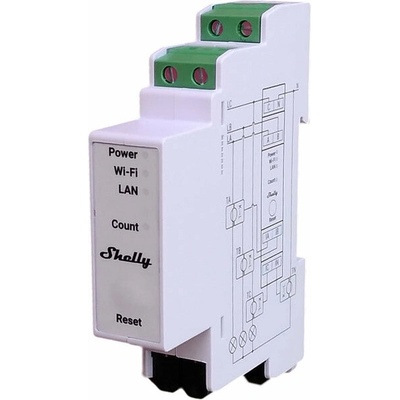 Shelly Europe Ltd. SHELLY Pro 3EM-3CT63 Elektromer na DIN lištu na meranie do 63 A vrátane trojfázového prúdového transformátora, WiFi, Bluetooth, LAN
