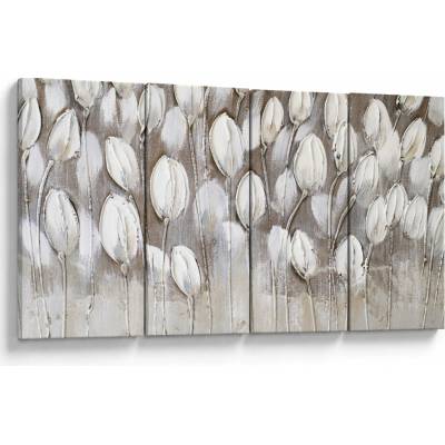 Obraz - Štruktúrované tulipány, štvordielne 160x80 cm