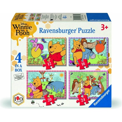 Ravensburger sada 4v1 Medvídek Pú 12,16,20,24 dielov