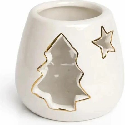 DECOLED Svícen na čajové svíčky 9,4 × 9,4 × 7,7 cm, bílá, keramický