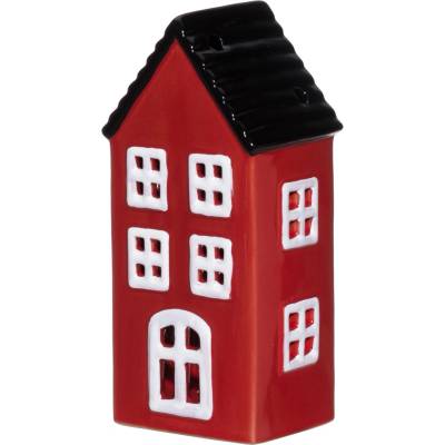 Finnlumor Keramický lucerna domeček COPENHAGEN s LED osvětlením, 6,5 × 8 × 17 cm, červený červený