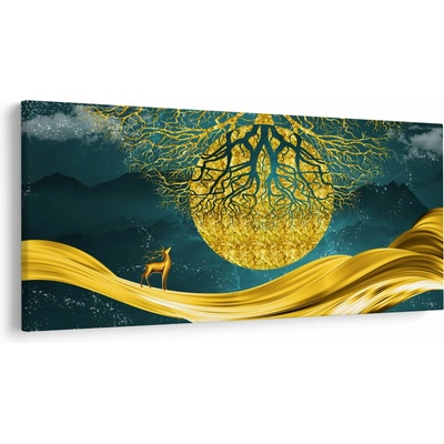 Obraz - Abstrakce, Zlatá krajina, jednodílný 200x100 cm