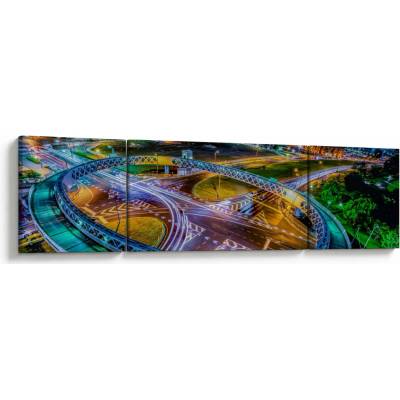 Obraz - panorama nočního města, třídílný 170x50 cm