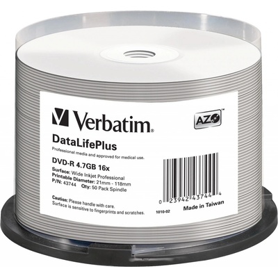 Verbatim DVD-R 4,7GB 16x, AZO, printable, spindle, 50ks (43533)