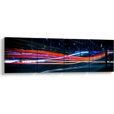 Obraz nočního města, Čtyřdílný 160x40 cm