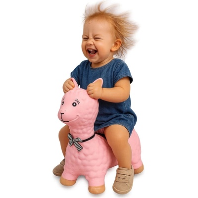 HoppyDoo Skákací lama růžová s pumpičkou
