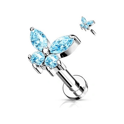 Šperky4U Labreta helix tragus piercing motýlek LB0023Q-1206