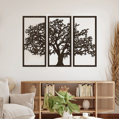 dřevo života 3 dílný dřevěný strom XXL Zvolte barvu dekoru: Wenge, Rozměry šxv (cm): 219x160