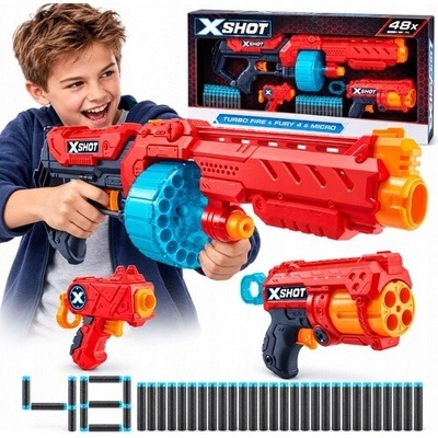 Raketomet Zuru X-Shot Turbo Fire + Fury 4 + Micro