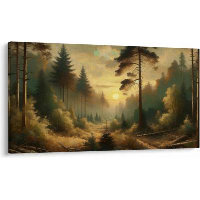 Obraz - Slunce zářící lesem, jednodílný 120x70 cm